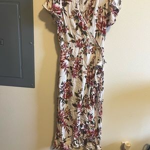 Xhilaration Floral Ruffle Wrap Midi Maxi Dress